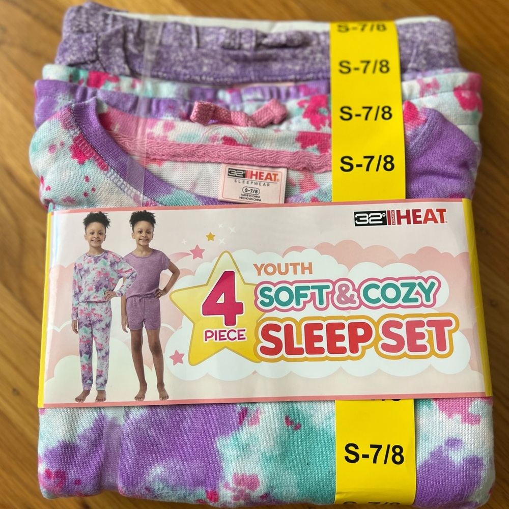 NWT 32 Degrees Youth Soft & Cozy Pajama Set - Purple and Pink